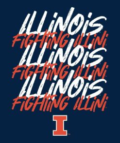 Illinois Fighting Illini Marker Repeat Shirt Sweatshirt Pullover Hoodie Reprinted Full Color Full Size