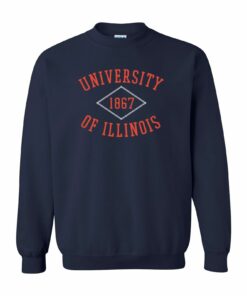 Illinois Fighting Illini Stitch Arch Shirt Sweatshirt Pullover Hoodie Reprinted Full Color Full Size