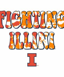 Illinois Fighting Illini Tie Die Type Shirt Sweatshirt Pullover Hoodie Reprinted Full Color Full Size