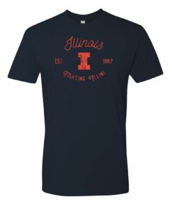 Illinois Fighting Illini Vintage Script Shirt Sweatshirt Pullover Hoodie Reprinted Full Color Full Size