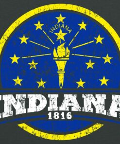 Indiana Distressed Circle - Hometown Pride Shirt Sweatshirt Pullover Hoodie reprinted full color full size