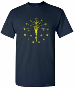 Indiana State Flag - Hometown Pride Local Souvenir Basic Cotton Shirt Sweatshirt Pullover Hoodie Reprinted Full Color Full Size
