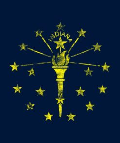 Indiana State Flag - Hometown Pride Local Souvenir Basic Cotton Shirt Sweatshirt Pullover Hoodie Reprinted Full Color Full Size