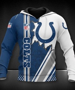 Indianapolis Colts Blue White Pullover 3D All Over Print Zip Hoodie, Perfect Gift For Nfl Fans