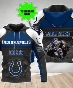 Indianapolis Colts Broken Wall Personalized 3D Hoodie Zip Hoodie, Nfl 3D All Over Print Hoodie Zip Hoodie