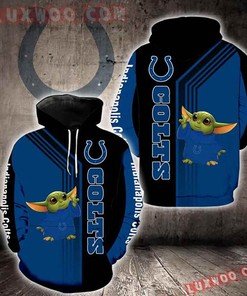 Indianapolis Colts Hoodie Baby Yoda Green 3D Hoodie Zip Hoodie, Nfl 3D All Over Print Hoodie Zip Hoodie