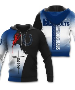 Indianapolis Colts Jesus 3D Hoodie Zip Hoodie, Nfl 3D All Over Print Hoodie Zip Hoodie