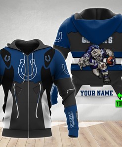 Indianapolis Colts Metal Mascot 3D All Over Print Hoodie With Zipper