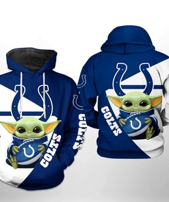Indianapolis Colts Nfl Baby Yoda Team 3D All Over Print Zip Up Hoodie Option