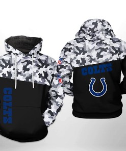 Indianapolis Colts Nfl Camo Veteran Team 3D All Over Print Zip Up Hoodie Option