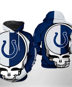 Indianapolis Colts Nfl Grateful Dead 3D All Over Print Zip Up Hoodie Option