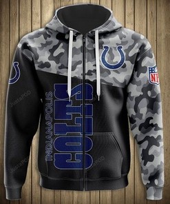 Indianapolis Colts Nfl Military Camos 3D All Over Print Zip Up Hoodie Option