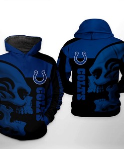 Indianapolis Colts Nfl Skull 3D All Over Print Zip Up Hoodie Option