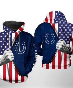 Indianapolis Colts Nfl Us Flag 3D All Over Print Zip Up Hoodie Option
