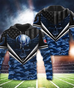 Indianapolis Colts Skull Wings 3D All Over Print Hoodie With Zipper