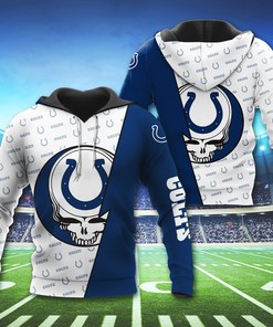 Indianapolis Colts Team Logo Grateful Dead 3D Hoodie Zip Hoodie, Nfl 3D All Over Print Hoodie Zip Hoodie