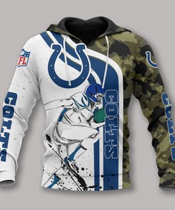 Indianapolis Colts White Blue Camo 3D Hoodie Zip Hoodie, Nfl 3D All Over Print Hoodie Zip Hoodie