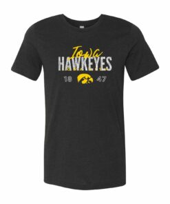 Iowa Hawkeyes Dist Block Script Logo Shirt Sweatshirt Pullover Hoodie Reprinted Full Color Full Size