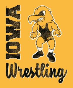 Iowa Hawkeyes Wrestling Herky Script, Team Color Shirt Sweatshirt Pullover Hoodie Reprinted Full Color Full Size