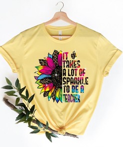 It Takes A Lot Of Sparkle To Be A Teacher Leopard Colorful Sunflower Gifts Shirt: Teach Love Inspire & Teacher Appreciation