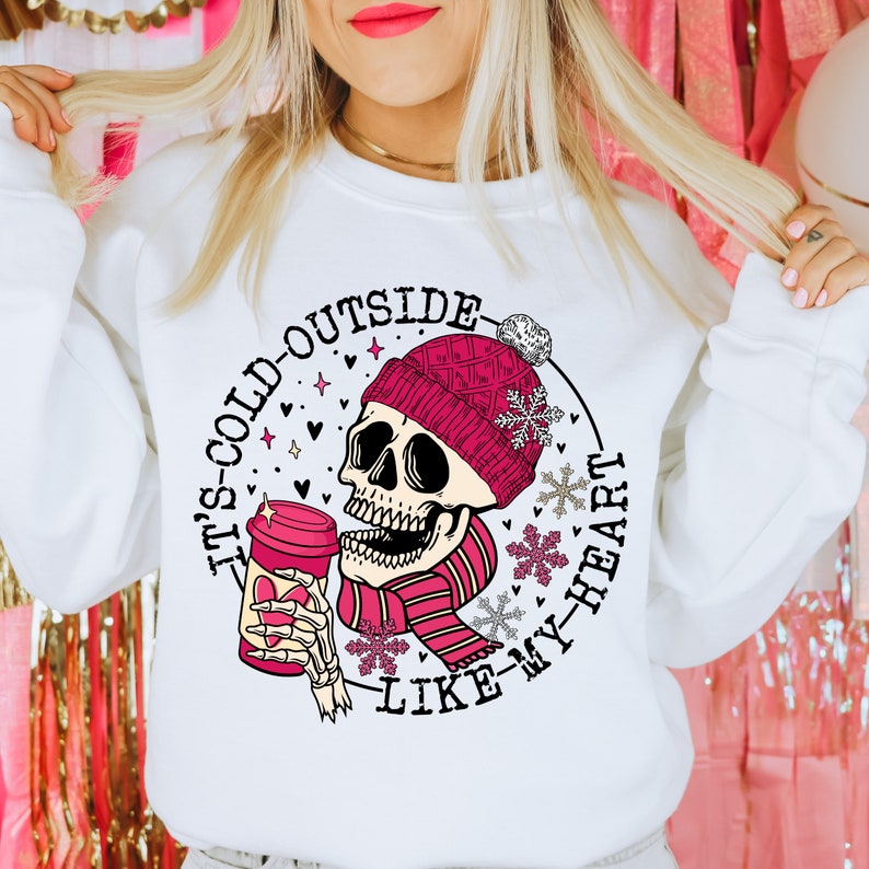 It's Cold Outside Just Like My Heart Valentine's Day Sweatshirt Unisex Crewneck Sweatshirt Funny Valentine Sweatshirt Sarcastic - Image 2