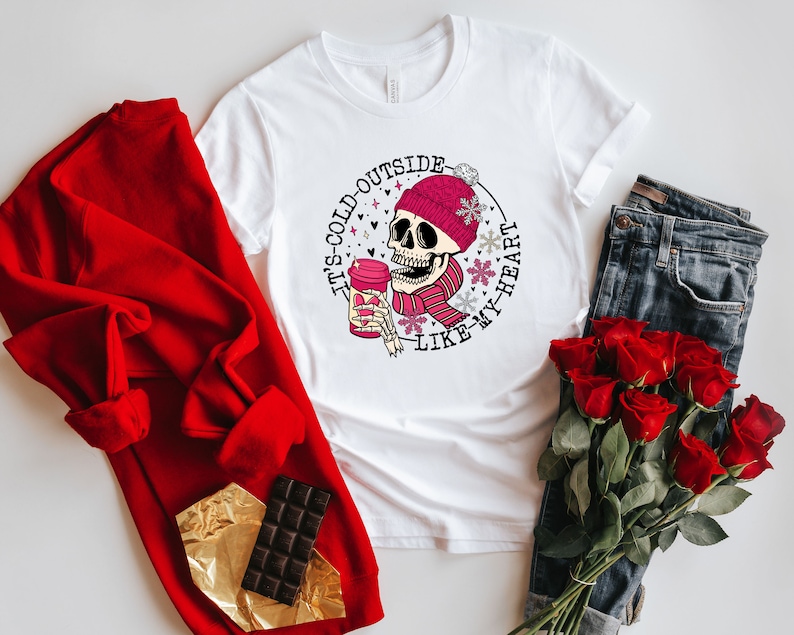 It's Cold Outside Like My Heart Skeleton Sweatshirt, Valentines Shirt, Skull Sweatshirt, Skeleton Sweatshirt, Valentine's Day Sweatshirt - Image 3