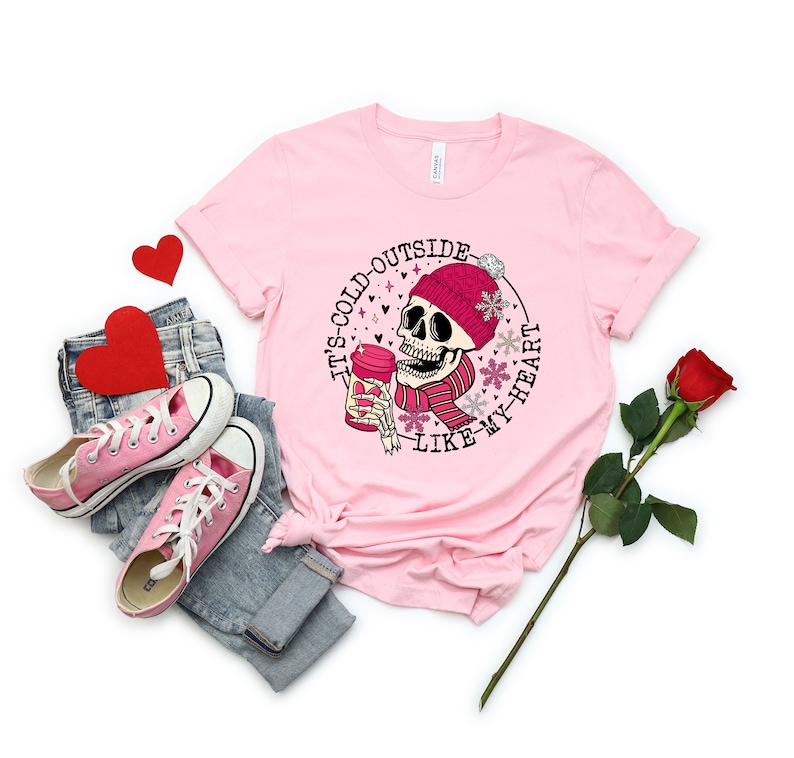 It's Cold Outside Like My Heart Skeleton Sweatshirt, Valentines Shirt, Skull Sweatshirt, Skeleton Sweatshirt, Valentine's Day Sweatshirt - Image 4