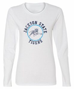 Jackson State Tigers Distressed Circle Logo Shirt Sweatshirt Pullover Hoodie Reprinted Full Color Full Size