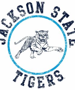 Jackson State Tigers Distressed Circle Logo Shirt Sweatshirt Pullover Hoodie Reprinted Full Color Full Size