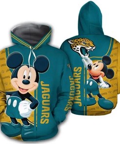 Jacksonville Jaguars With Mickey 3D Hoodie Zip Hoodie, Nfl 3D All Over Print Hoodie Zip Hoodie