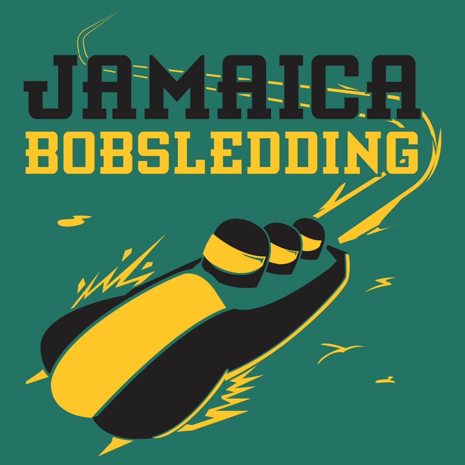 Jamaica Bobsledding Action - Winter Games Sports Shirt Sweatshirt Pullover Hoodie Reprinted Full Color Full Size