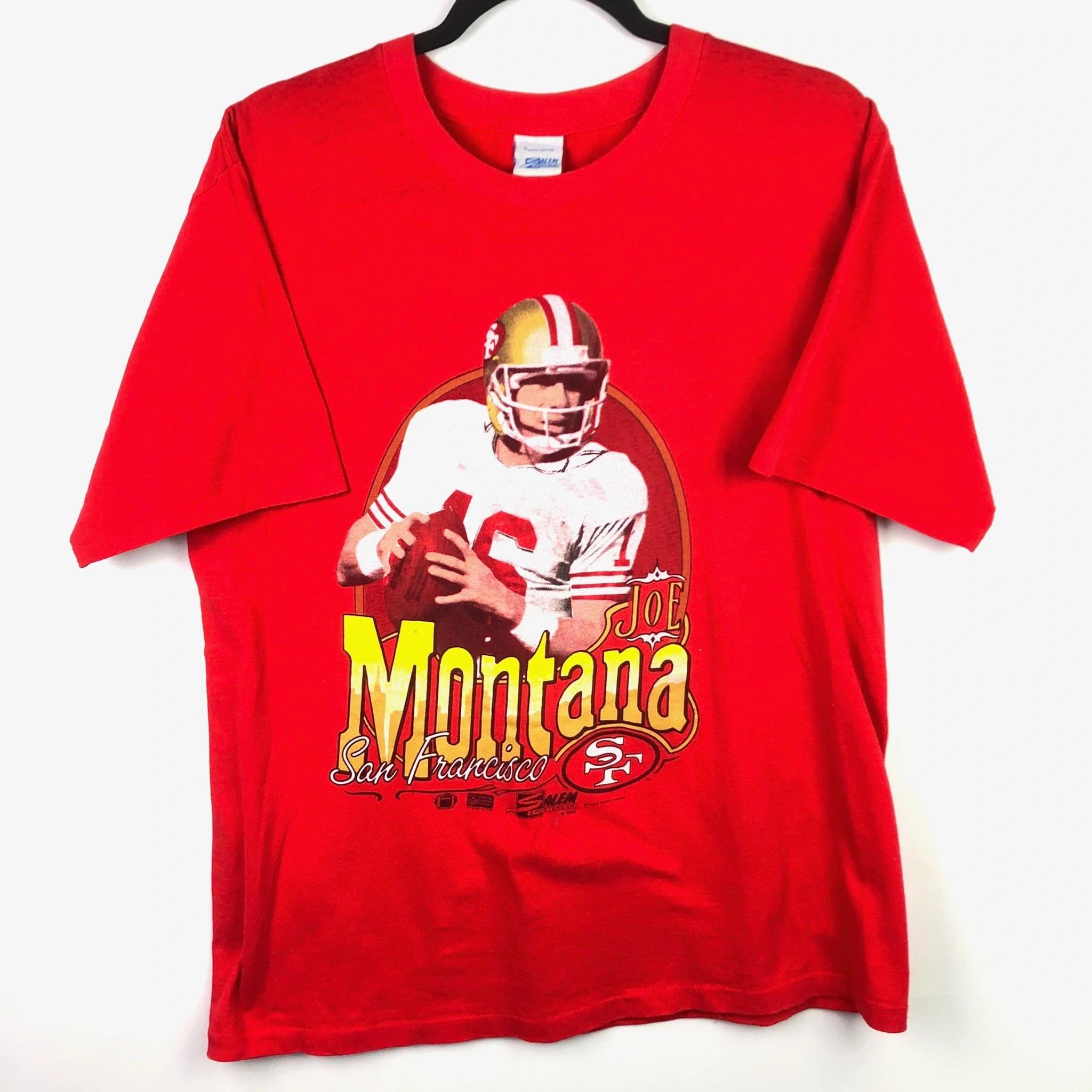 Joe Montana Sf 49Ers Tshirt Pullover Hoodie Crewneck Sweatshirt Reprinted Full Color Full Size Gifts For NFL Fans