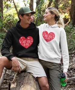 Just You And Me Valentines Unisex Premium Pullover Hoodie Gift, Valentines Love Shirt Present, Loving Tee