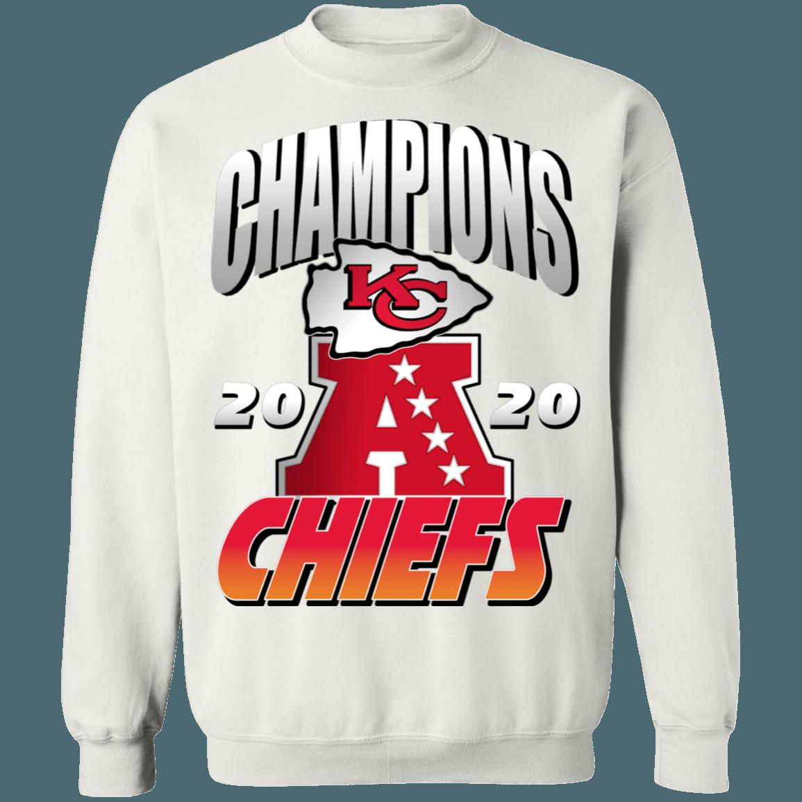 Kansas City Chiefs 2020 AFC Champions NFL Crewneck Sweatshirt Hoodie Shirt Gifts for Fans - Image 4