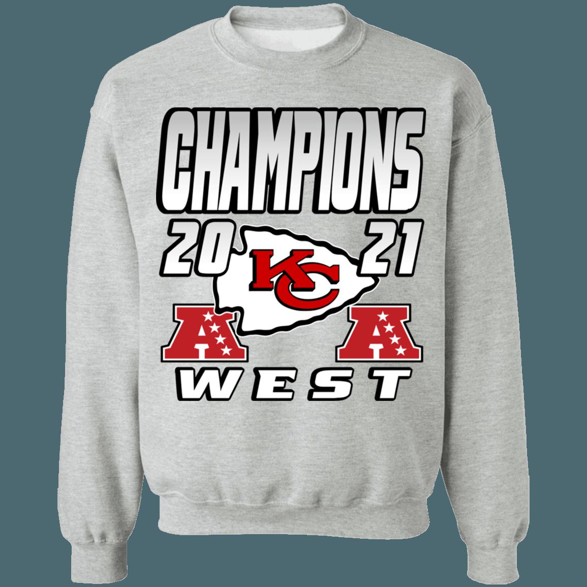 Kansas City Chiefs 2021 AFC West Division Champions Retro NFL Crewneck Sweatshirt Hoodie Shirt Gifts for Fans - Image 2