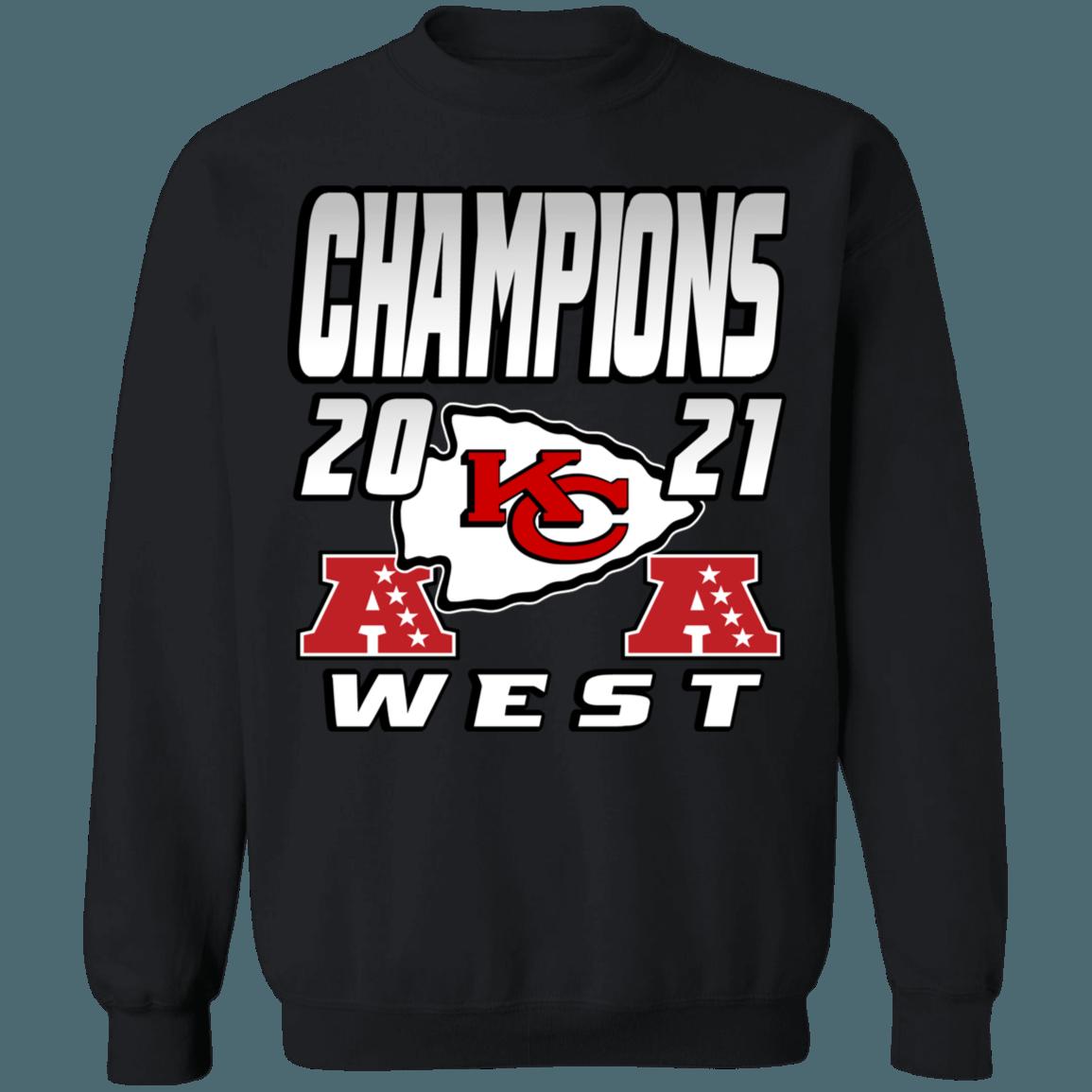 Kansas City Chiefs 2021 AFC West Division Champions Retro NFL Crewneck Sweatshirt Hoodie Shirt Gifts for Fans - Image 3