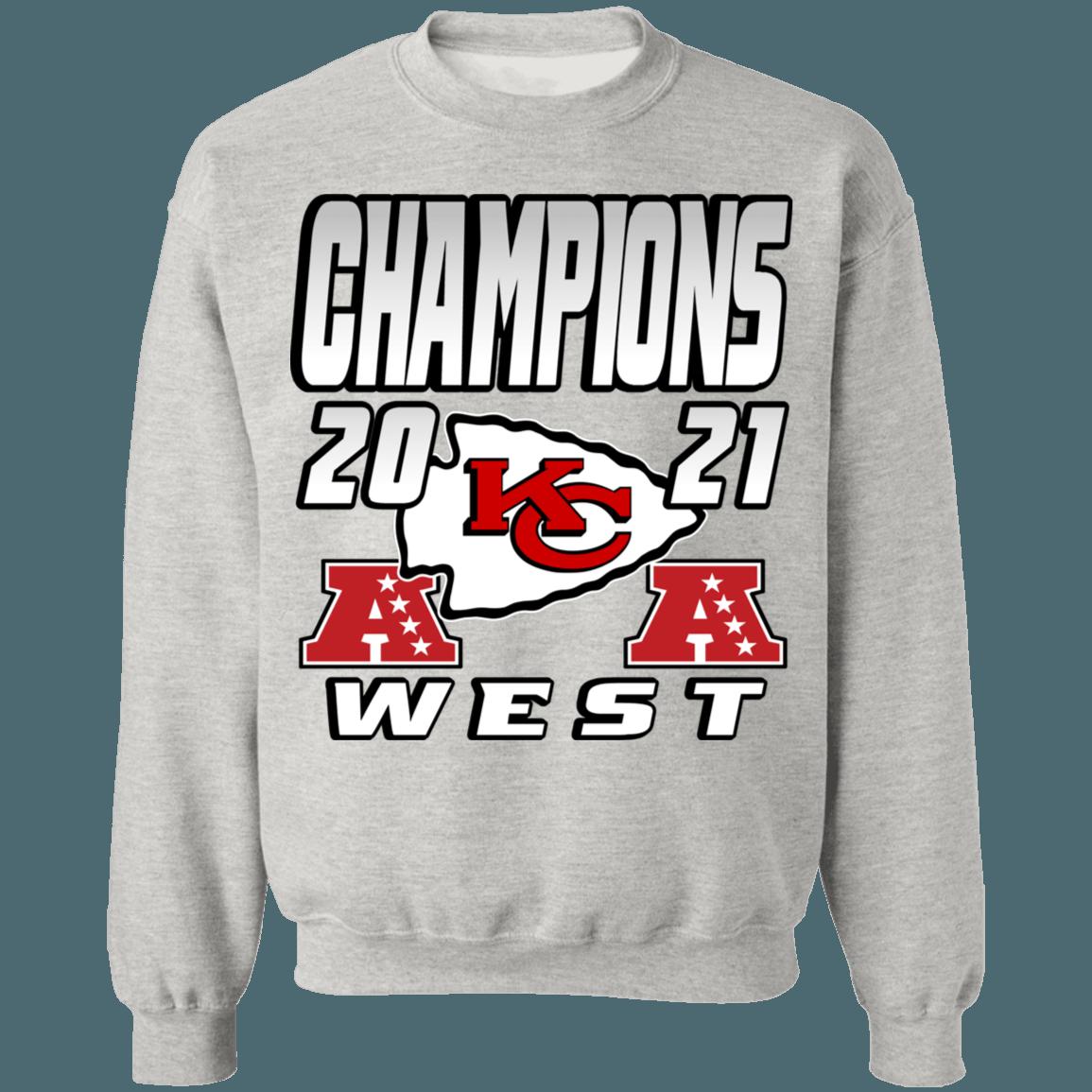 Kansas City Chiefs 2021 AFC West Division Champions Retro NFL Crewneck Sweatshirt Hoodie Shirt Gifts for Fans - Image 4