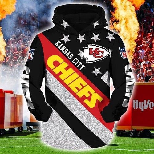 Kansas City Chiefs Nfl Glitter Pullover And Zippered 3D All Over Print Hoodie For Men And Women