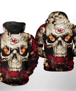 Kansas City Chiefs Nfl Skull Team 3D All Over Print Zip Up Hoodie Option