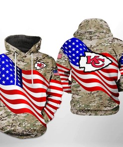 Kansas City Chiefs Nfl Us Flag Camo Veteran Team 3D All Over Print Zip Up Hoodie Option