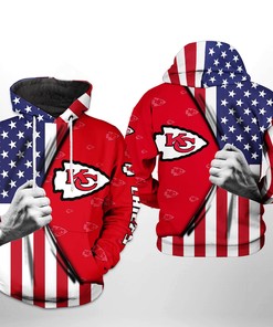 Kansas City Chiefs Nfl Us Flag Team 3D All Over Print Zip Up Hoodie Option