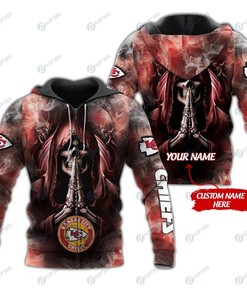 Kansas City Chiefs Skull Nfl Custom 3D All Over Print Hoodie