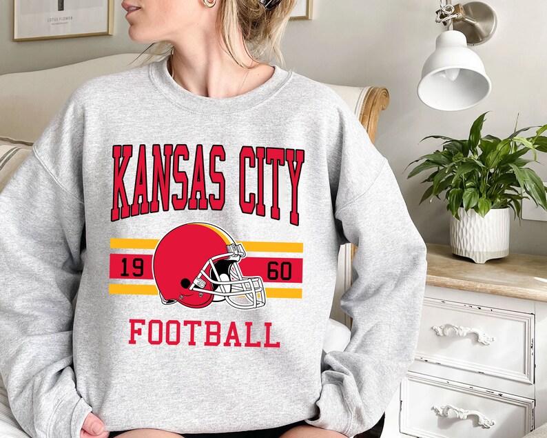 Kansas City Football Sweatshirt, Vintage Retro Kansas City Football Crewneck Sweatshirt, American Football Fan, NFL Shirt - Image 2