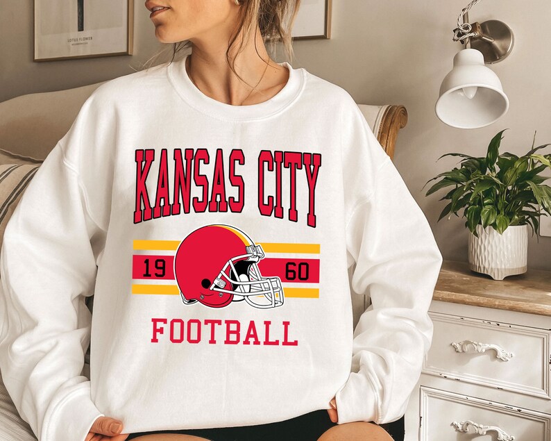 Kansas City Football Sweatshirt, Vintage Retro Kansas City Football Crewneck Sweatshirt, American Football Fan, NFL Shirt - Image 3