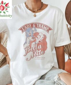 Lady and The Tramp Bella Notte Portrait T-shirt, Disney Valentine's Day Couples Matching 2023 Tee, Magic Kingdom Disneyland Vacation Trip Gift