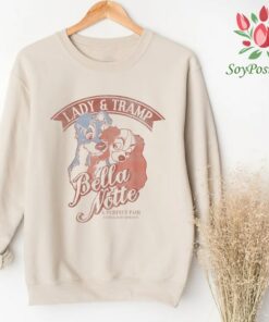 Lady and The Tramp Bella Notte Portrait T-shirt, Disney Valentine's Day Couples Matching 2023 Tee, Magic Kingdom Disneyland Vacation Trip Gift