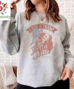 Lady and The Tramp Bella Notte Portrait T-shirt, Disney Valentine's Day Couples Matching 2023 Tee, Magic Kingdom Disneyland Vacation Trip Gift