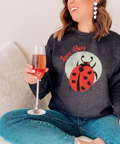 Ladybug Sweatshirt, Love Bug Pullover, Retro Valentines Unisex Sweater