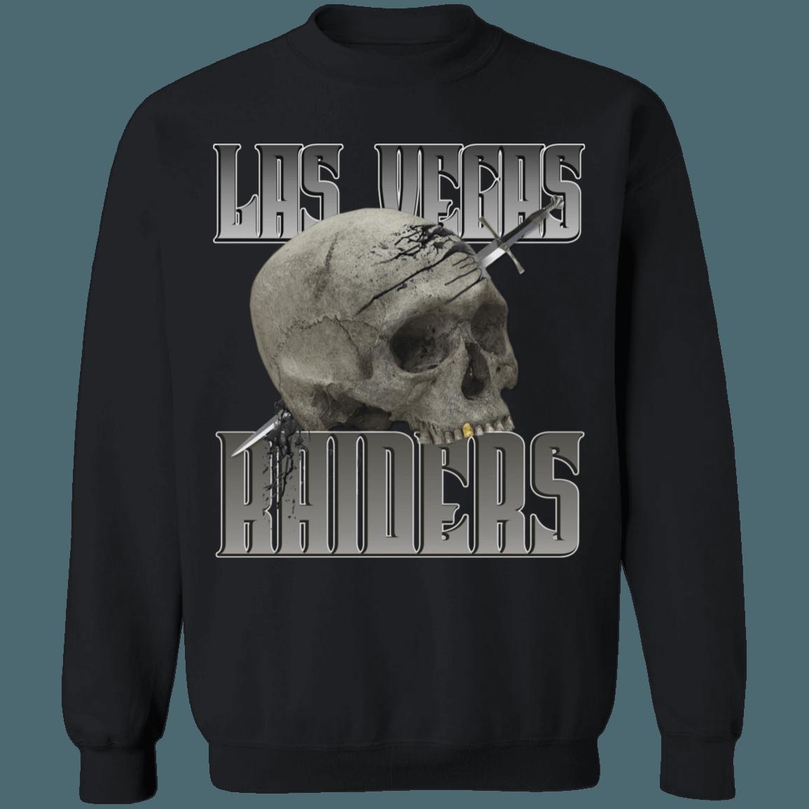 Las Vegas Raiders SKULL Vintage NFL Crewneck Sweatshirt Hoodie Shirt Gifts for Fans - Image 2