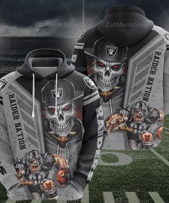 Las Vegas Raiders Skull All Over Printed Hoodie, Zip Up Hoodie Option